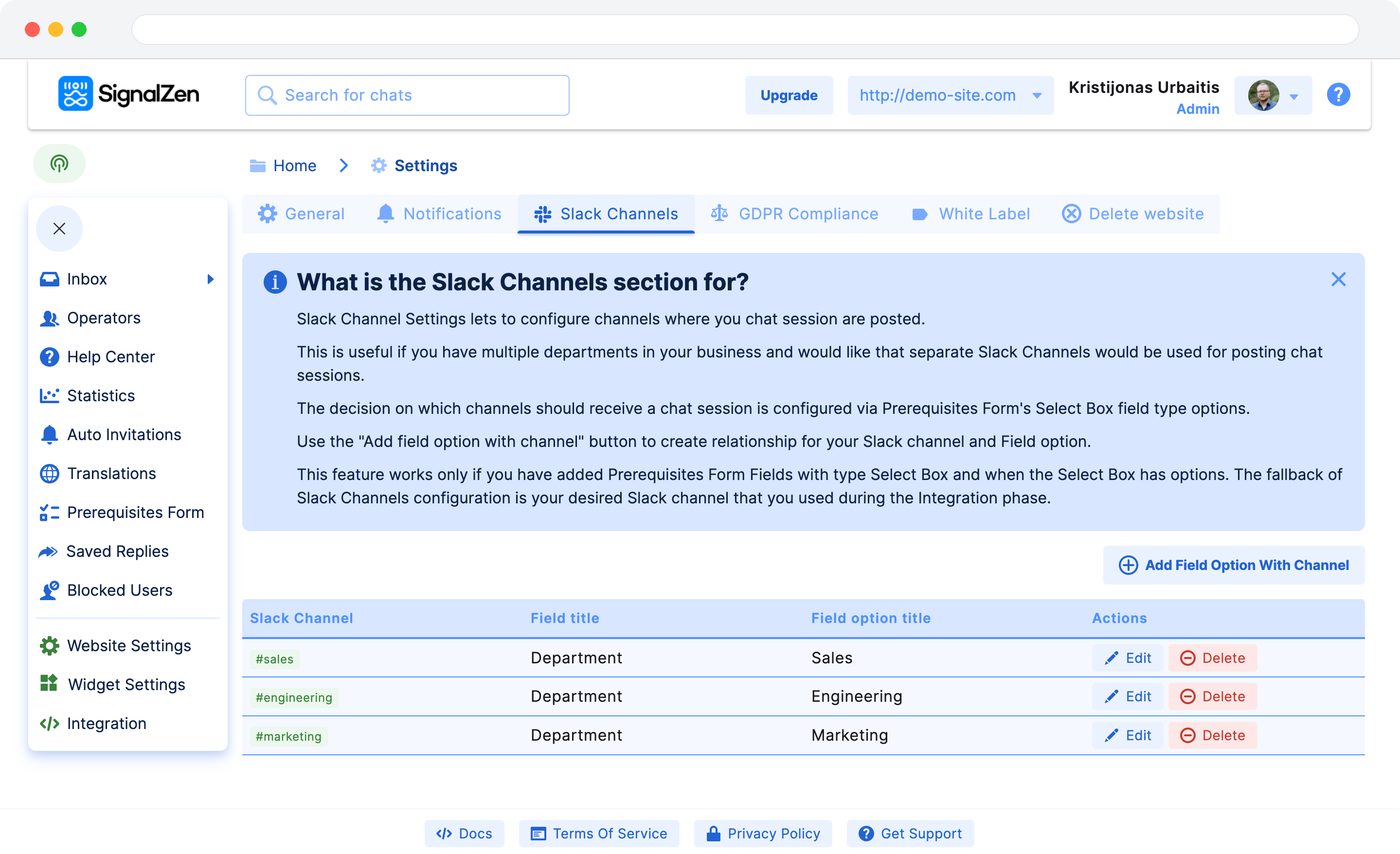 The SignalZen live chat widget on a website